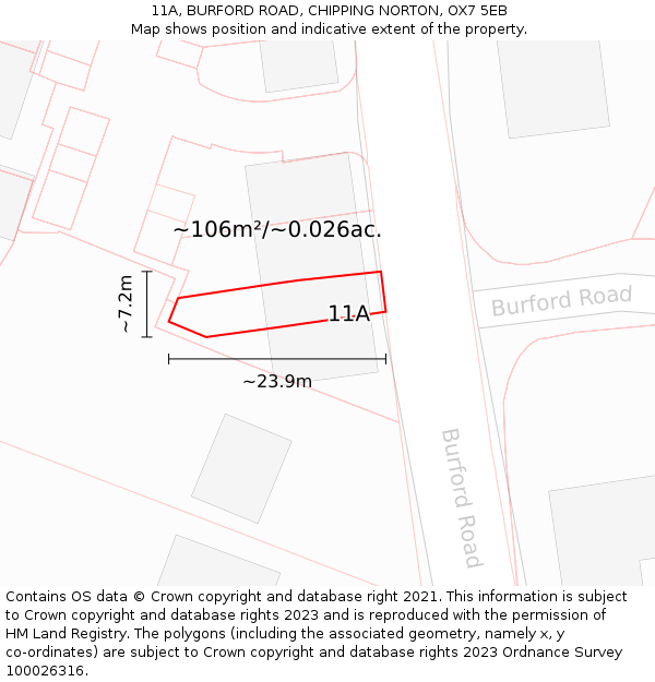 11A, BURFORD ROAD, CHIPPING NORTON, OX7 5EB: Plot and title map