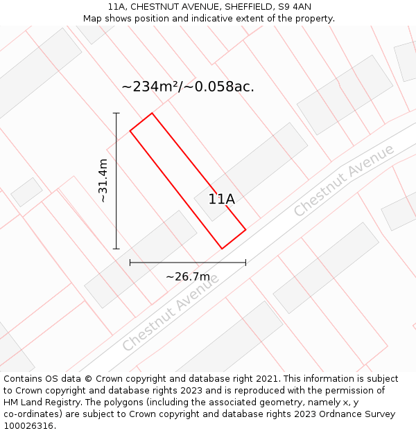 11A, CHESTNUT AVENUE, SHEFFIELD, S9 4AN: Plot and title map
