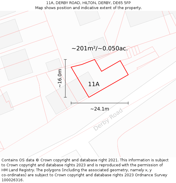 11A, DERBY ROAD, HILTON, DERBY, DE65 5FP: Plot and title map