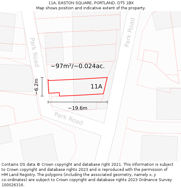 11A, EASTON SQUARE, PORTLAND, DT5 1BX: Plot and title map