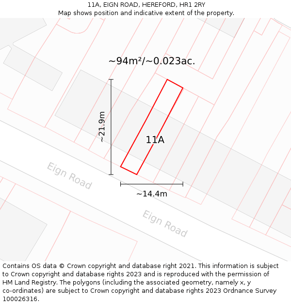 11A, EIGN ROAD, HEREFORD, HR1 2RY: Plot and title map