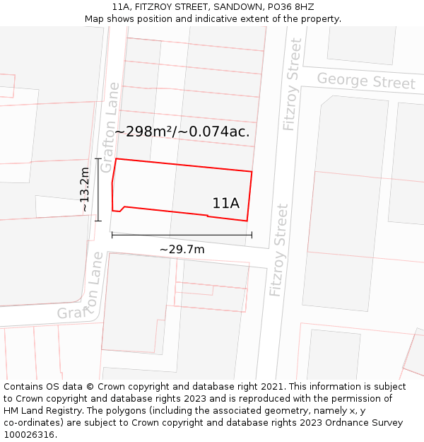 11A, FITZROY STREET, SANDOWN, PO36 8HZ: Plot and title map