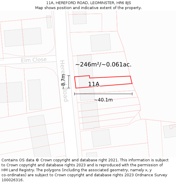 11A, HEREFORD ROAD, LEOMINSTER, HR6 8JS: Plot and title map