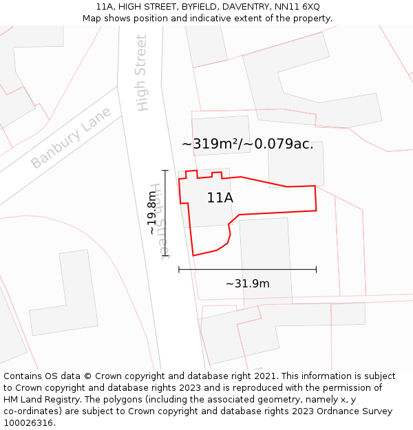11A, HIGH STREET, BYFIELD, DAVENTRY, NN11 6XQ: Plot and title map
