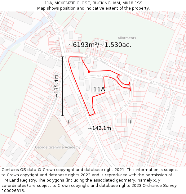 11A, MCKENZIE CLOSE, BUCKINGHAM, MK18 1SS: Plot and title map