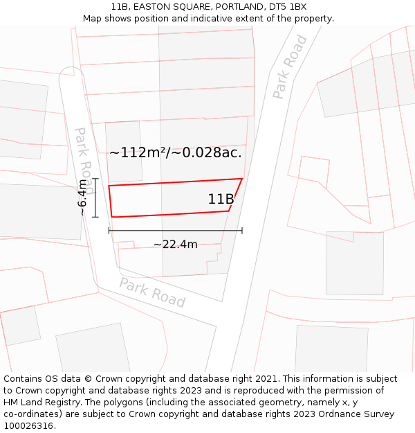 11B, EASTON SQUARE, PORTLAND, DT5 1BX: Plot and title map