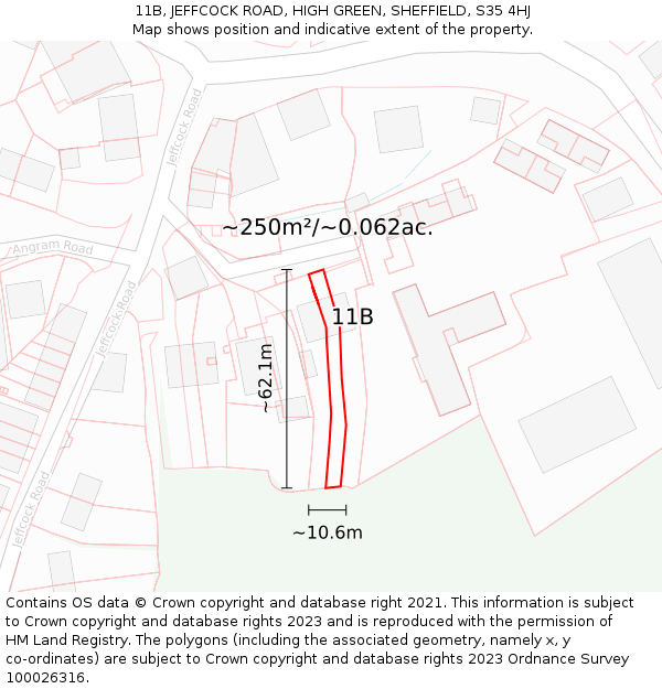 11B, JEFFCOCK ROAD, HIGH GREEN, SHEFFIELD, S35 4HJ: Plot and title map
