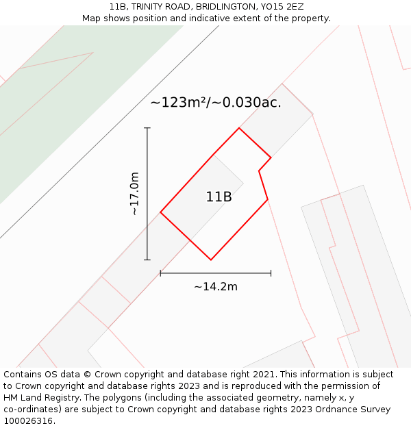 11B, TRINITY ROAD, BRIDLINGTON, YO15 2EZ: Plot and title map