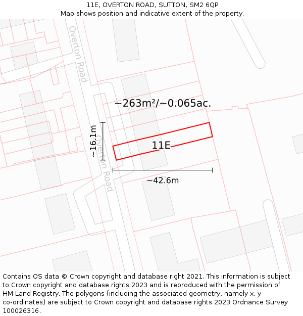 11E, OVERTON ROAD, SUTTON, SM2 6QP: Plot and title map
