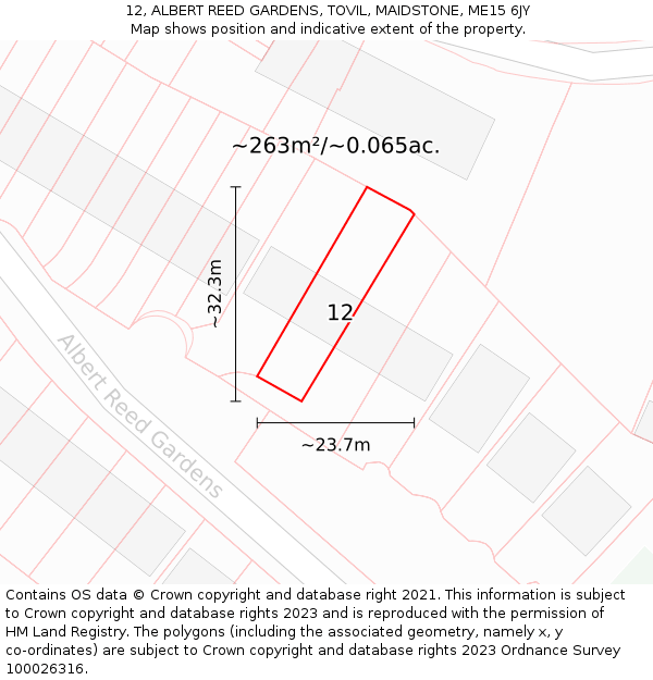 12, ALBERT REED GARDENS, TOVIL, MAIDSTONE, ME15 6JY: Plot and title map