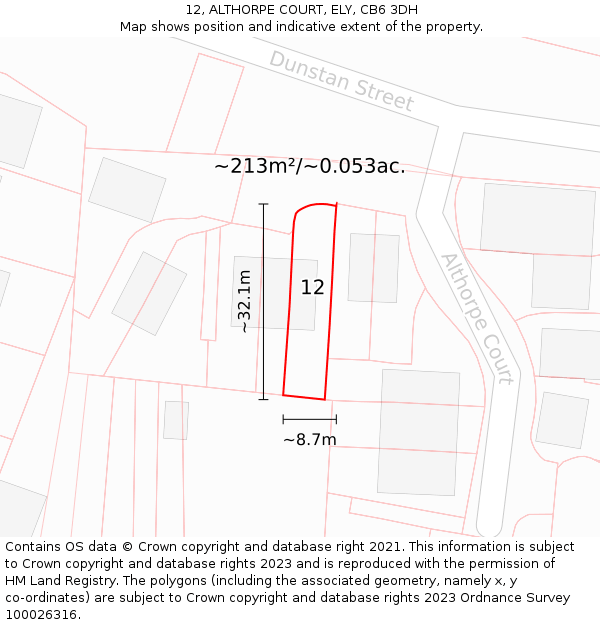12, ALTHORPE COURT, ELY, CB6 3DH: Plot and title map