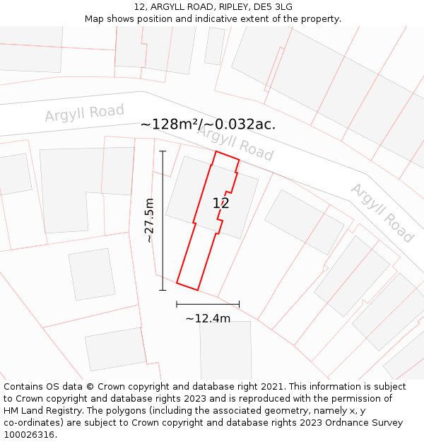 12, ARGYLL ROAD, RIPLEY, DE5 3LG: Plot and title map