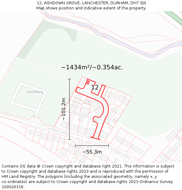 12, ASHDOWN GROVE, LANCHESTER, DURHAM, DH7 0JS: Plot and title map