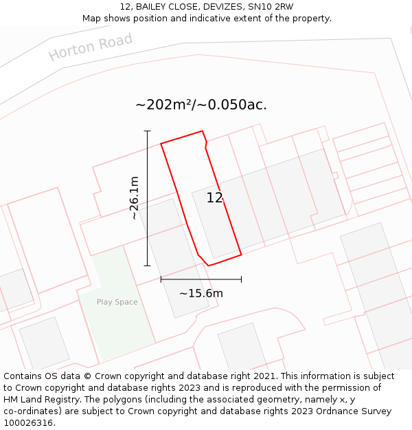 12, BAILEY CLOSE, DEVIZES, SN10 2RW: Plot and title map