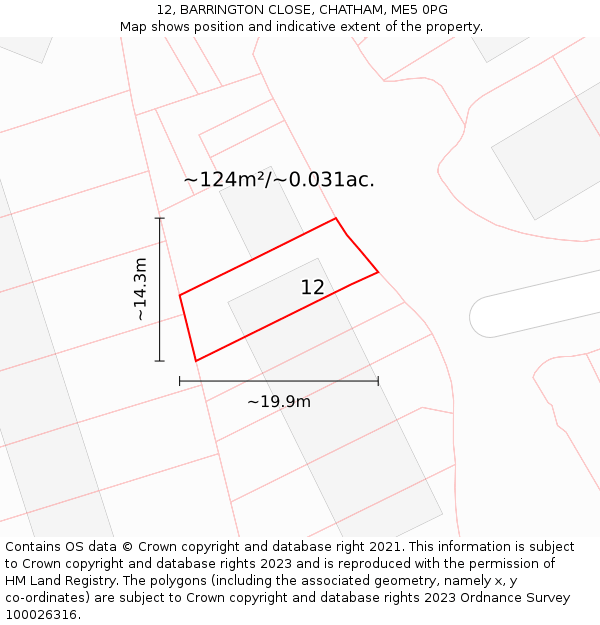 12, BARRINGTON CLOSE, CHATHAM, ME5 0PG: Plot and title map