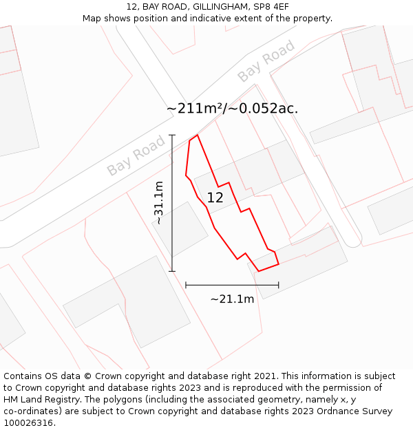 12, BAY ROAD, GILLINGHAM, SP8 4EF: Plot and title map