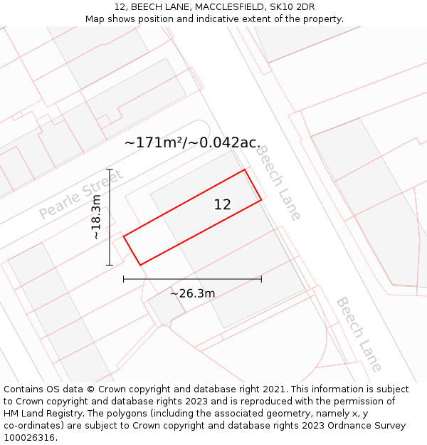 12, BEECH LANE, MACCLESFIELD, SK10 2DR: Plot and title map