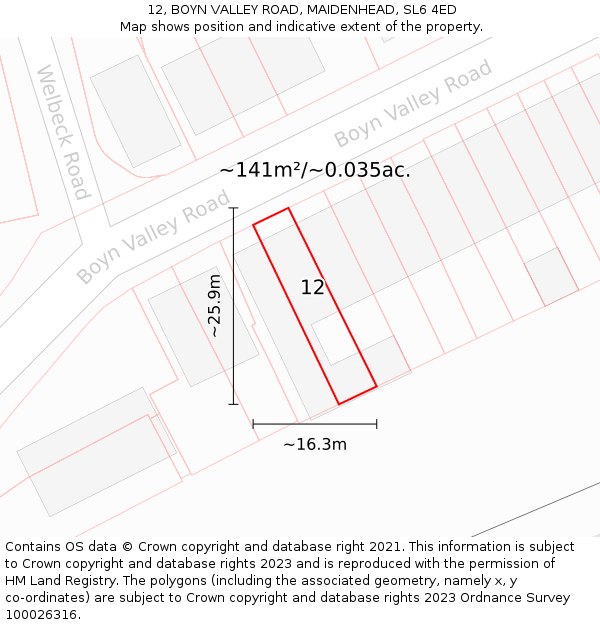 12, BOYN VALLEY ROAD, MAIDENHEAD, SL6 4ED: Plot and title map