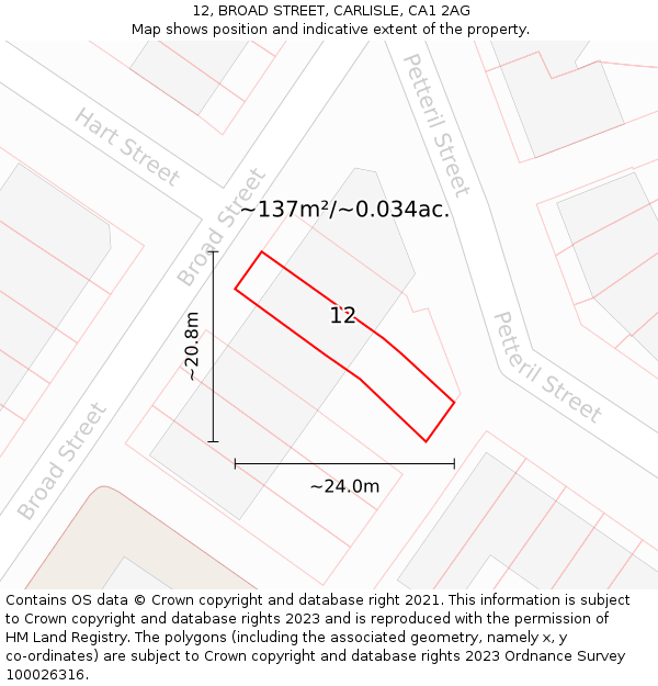 12, BROAD STREET, CARLISLE, CA1 2AG: Plot and title map