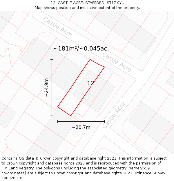 12, CASTLE ACRE, STAFFORD, ST17 9YU: Plot and title map