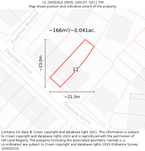 12, DAGDALE DRIVE, DIDCOT, OX11 7XP: Plot and title map