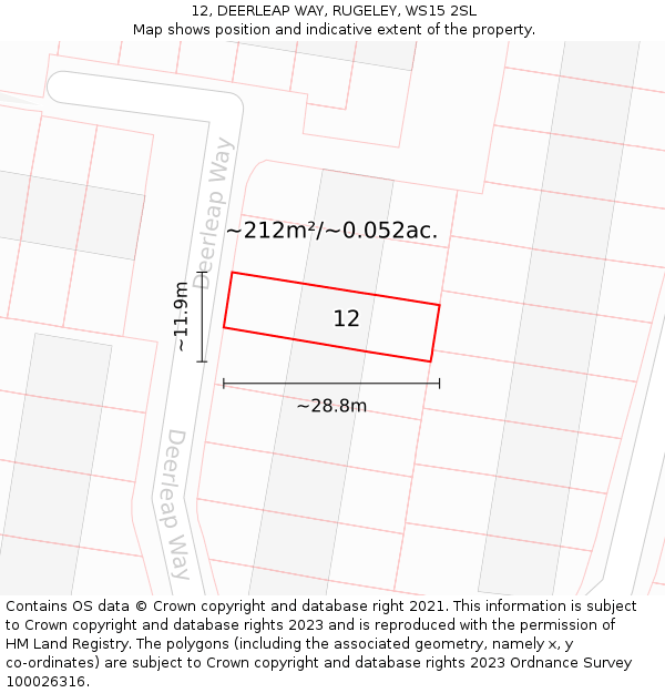 12, DEERLEAP WAY, RUGELEY, WS15 2SL: Plot and title map