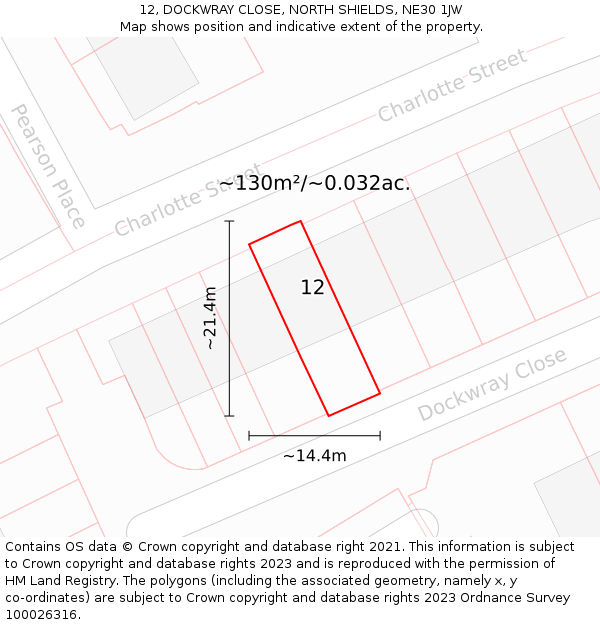 12, DOCKWRAY CLOSE, NORTH SHIELDS, NE30 1JW: Plot and title map