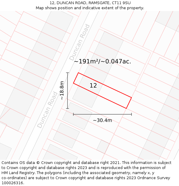 12, DUNCAN ROAD, RAMSGATE, CT11 9SU: Plot and title map