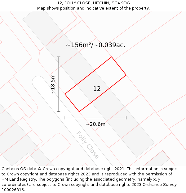 12, FOLLY CLOSE, HITCHIN, SG4 9DG: Plot and title map