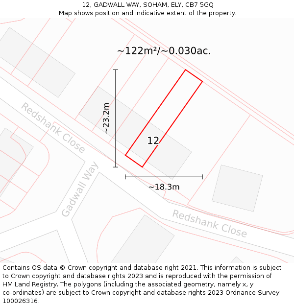 12, GADWALL WAY, SOHAM, ELY, CB7 5GQ: Plot and title map