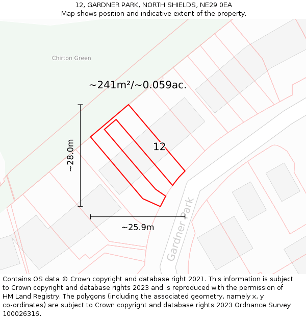 12, GARDNER PARK, NORTH SHIELDS, NE29 0EA: Plot and title map