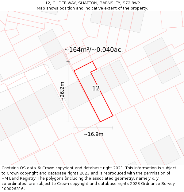 12, GILDER WAY, SHAFTON, BARNSLEY, S72 8WP: Plot and title map