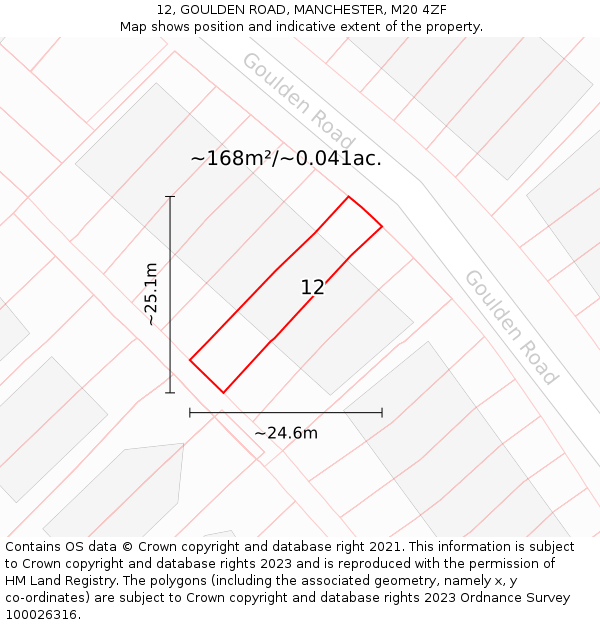 12, GOULDEN ROAD, MANCHESTER, M20 4ZF: Plot and title map