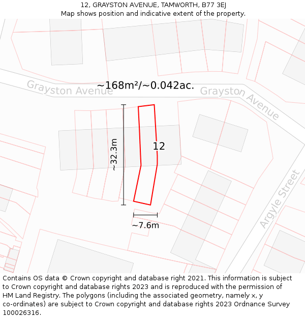 12, GRAYSTON AVENUE, TAMWORTH, B77 3EJ: Plot and title map