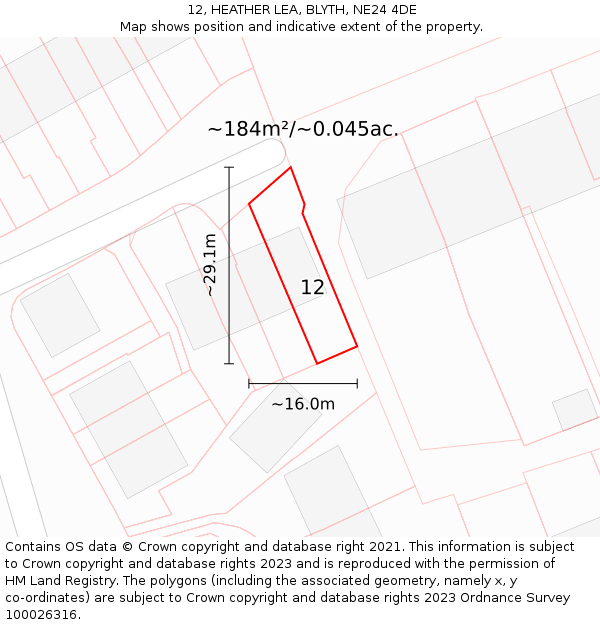 12, HEATHER LEA, BLYTH, NE24 4DE: Plot and title map