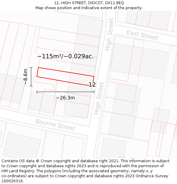 12, HIGH STREET, DIDCOT, OX11 8EQ: Plot and title map