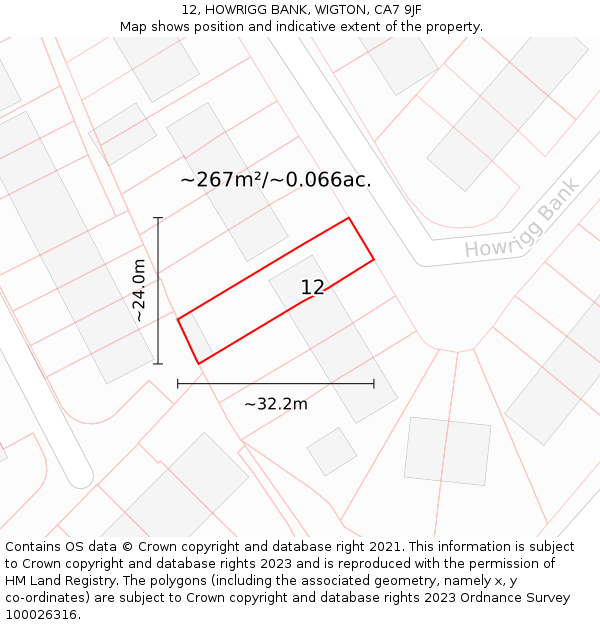 12, HOWRIGG BANK, WIGTON, CA7 9JF: Plot and title map