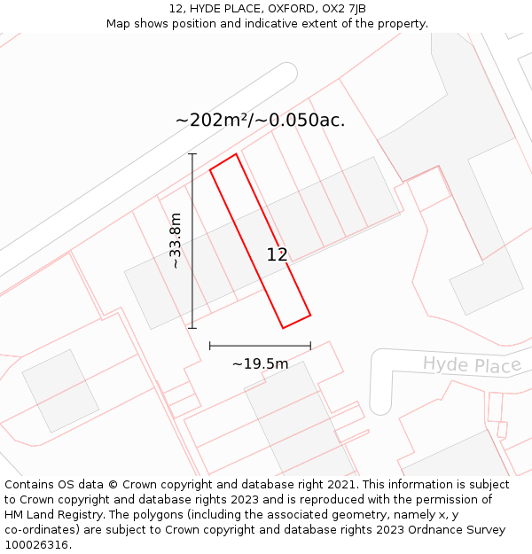 12, HYDE PLACE, OXFORD, OX2 7JB: Plot and title map