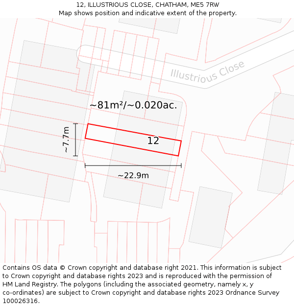 12, ILLUSTRIOUS CLOSE, CHATHAM, ME5 7RW: Plot and title map