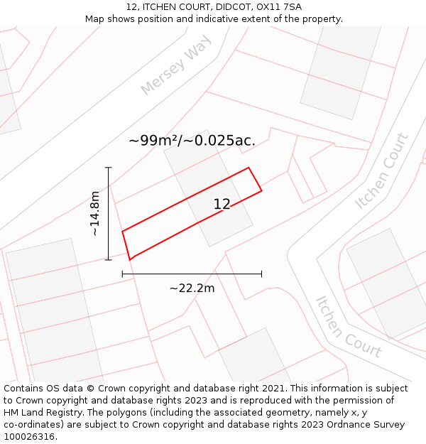 12, ITCHEN COURT, DIDCOT, OX11 7SA: Plot and title map
