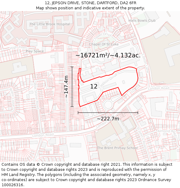 12, JEPSON DRIVE, STONE, DARTFORD, DA2 6FR: Plot and title map