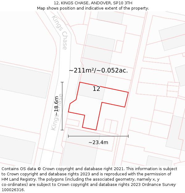 12, KINGS CHASE, ANDOVER, SP10 3TH: Plot and title map