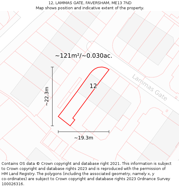 12, LAMMAS GATE, FAVERSHAM, ME13 7ND: Plot and title map