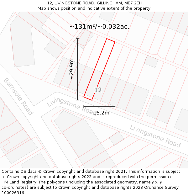 12, LIVINGSTONE ROAD, GILLINGHAM, ME7 2EH: Plot and title map