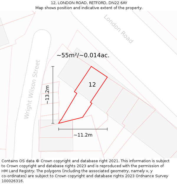 12, LONDON ROAD, RETFORD, DN22 6AY: Plot and title map