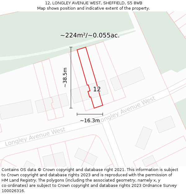 12, LONGLEY AVENUE WEST, SHEFFIELD, S5 8WB: Plot and title map