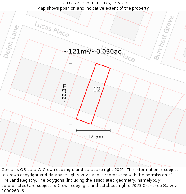 12, LUCAS PLACE, LEEDS, LS6 2JB: Plot and title map