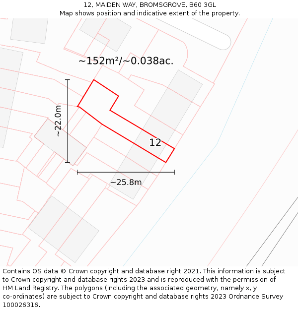 12, MAIDEN WAY, BROMSGROVE, B60 3GL: Plot and title map