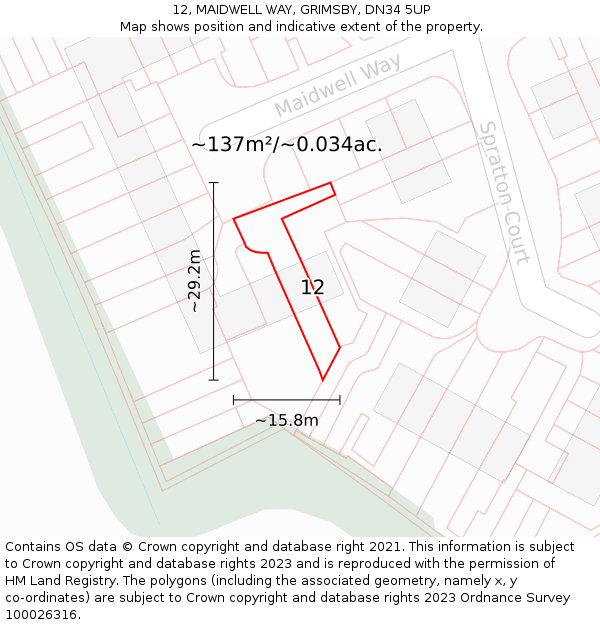 12, MAIDWELL WAY, GRIMSBY, DN34 5UP: Plot and title map