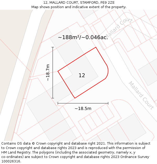 12, MALLARD COURT, STAMFORD, PE9 2ZE: Plot and title map